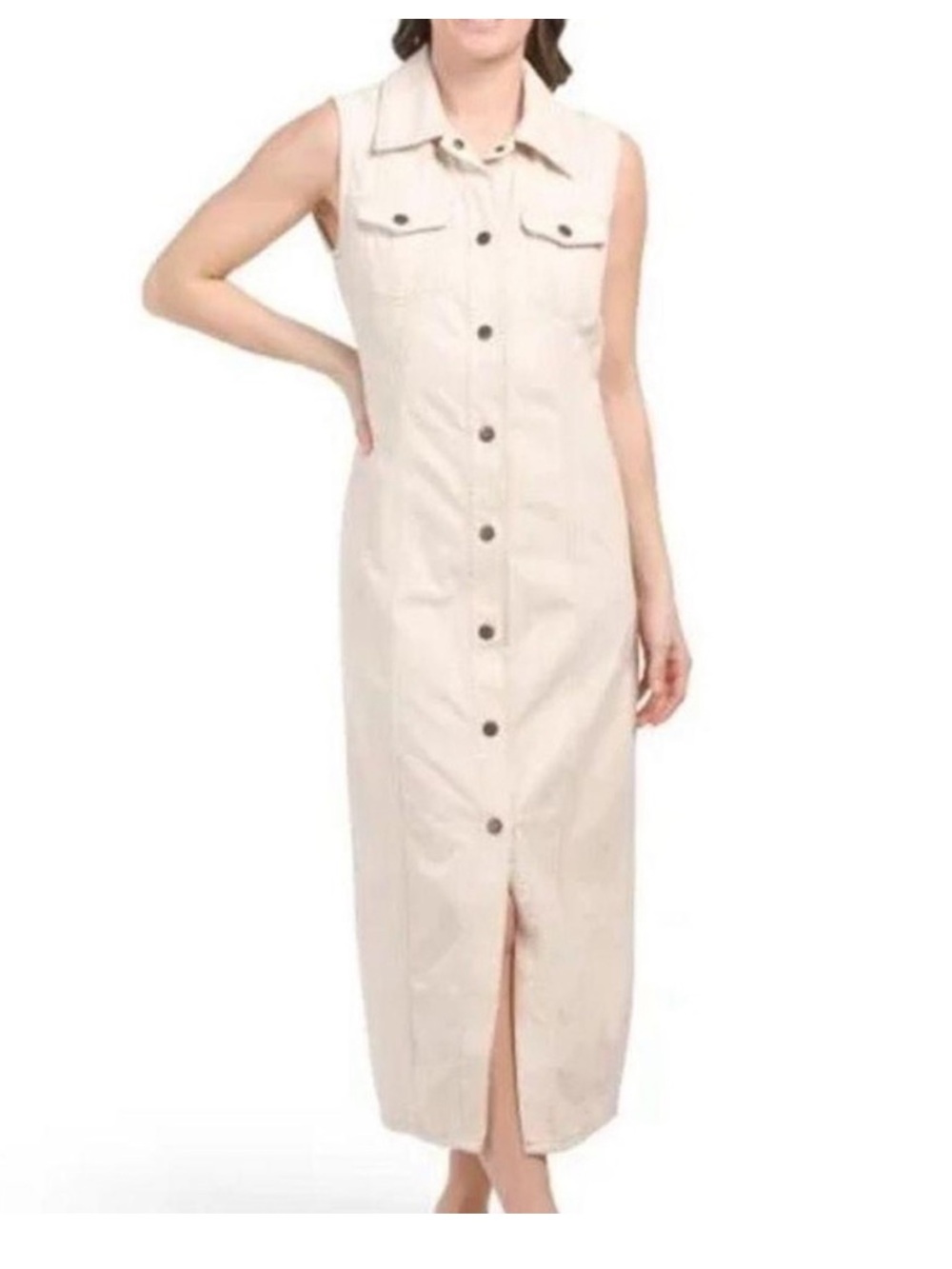 House of Harlow 1960 Women's Cream Maxi Denim Dress- worn once